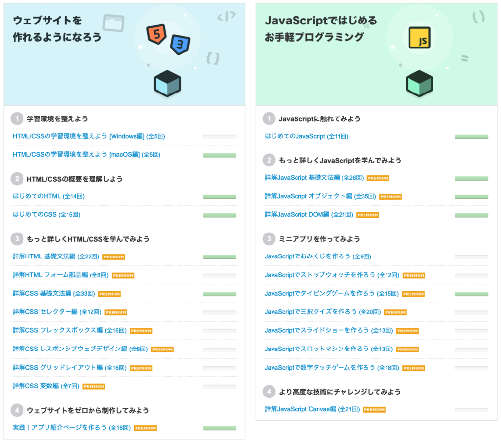 学んだレッスン一覧の画像